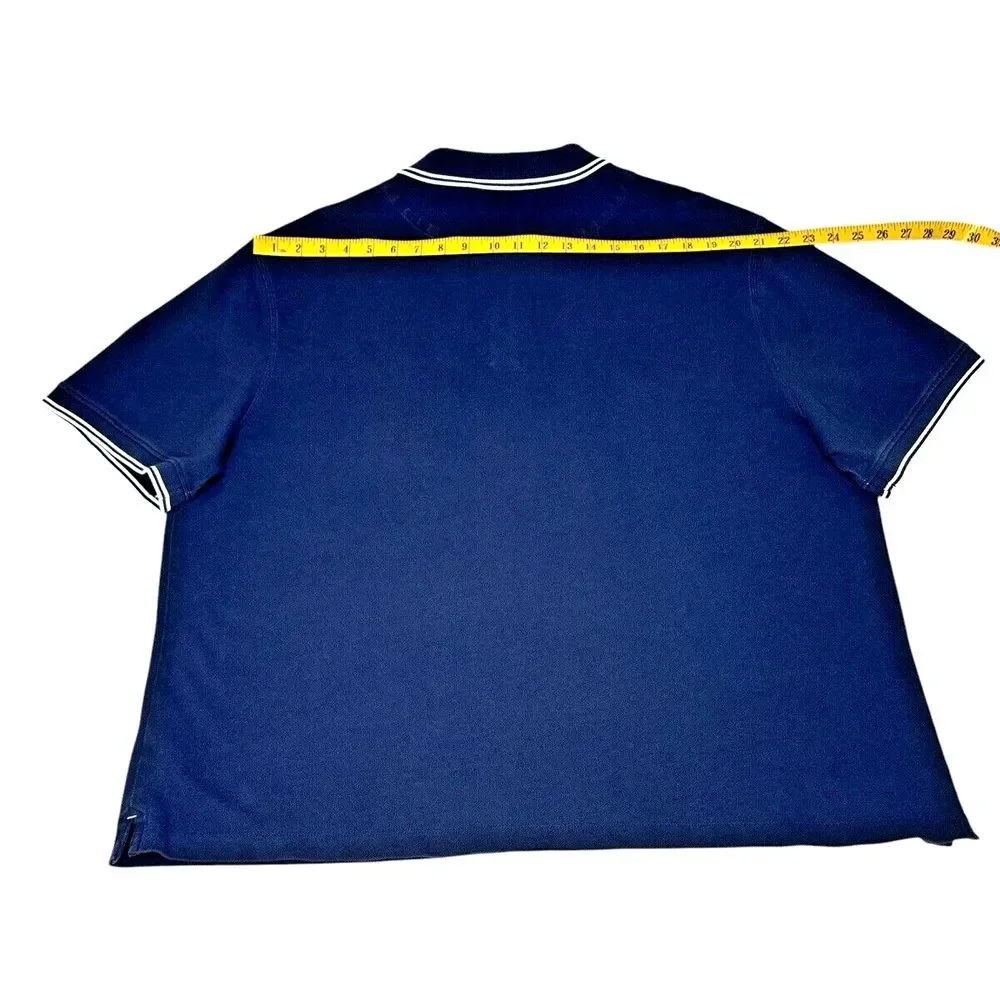 Banana Republic Men's 100% Cotton Navy Blue Polo with Embroidered Logo, Size XXL